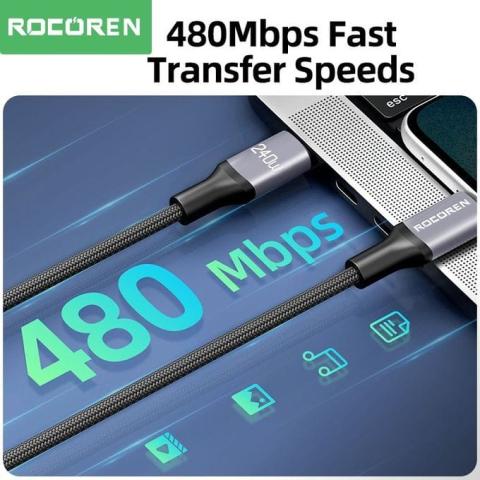 4 18 Câble USB-C 240W Rocoren – Charge Ultra-Rapide et Incroyablement Puissante ⚡🔌