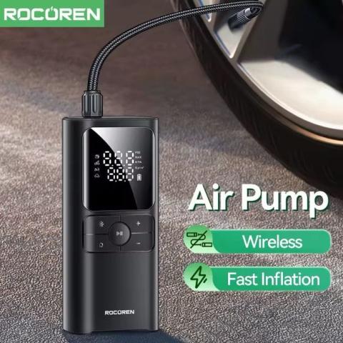 Pompe de gonflage d’air sans fil rechargeable, portable et compacte pour pneus, vélos et ballons.