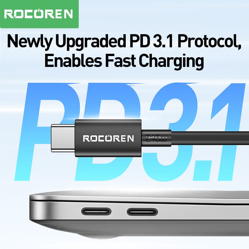 附2 Câble USB-C 240W Rocoren – Charge Ultra-Rapide avec 1 mètre de Précision ⚡🔌