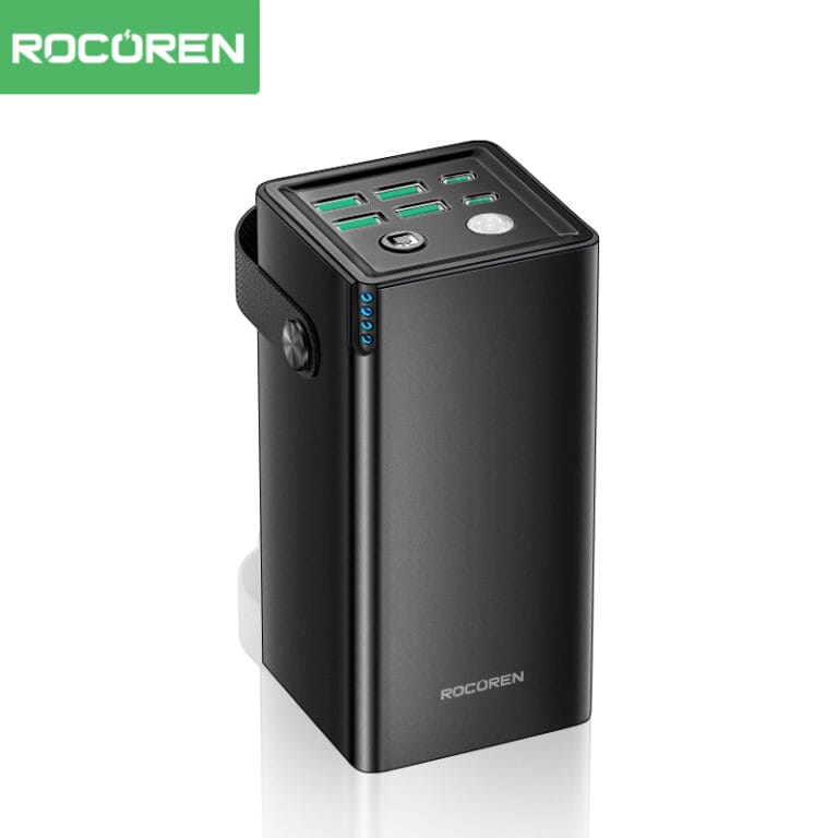 Rocoren Power Bank 50000mAh 22.5W avec triple port, grande capacité et charge rapide.