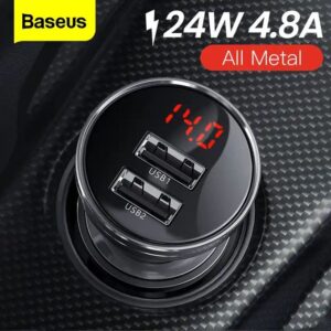 Baseus chargeur de voiture en alliage, double USB, 4,8a 24W, Charge rapide