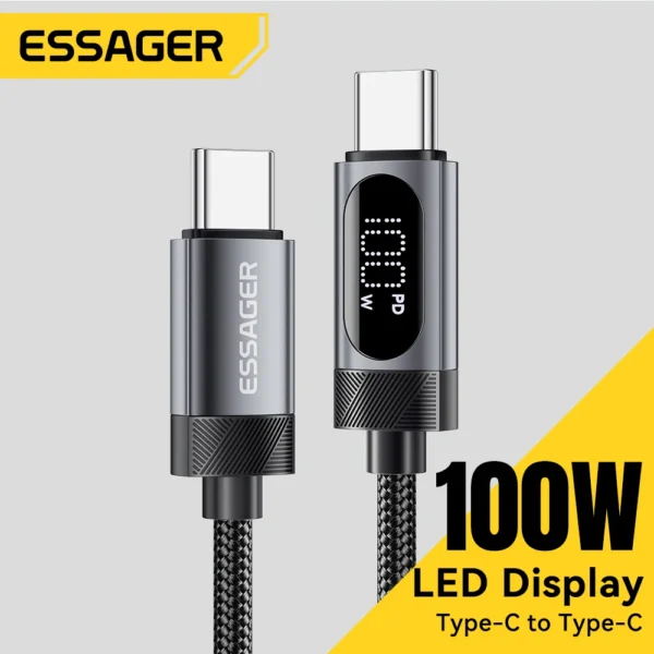 Essager Câble USB-C Digital Display 100W – Charge rapide pour MacBook, iPhone, et appareils USB-C