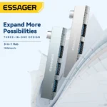 Essager Airies 3-en-1 USB Type-C – Charge rapide et multifonction portable pour MacBook et accessoires informatiques