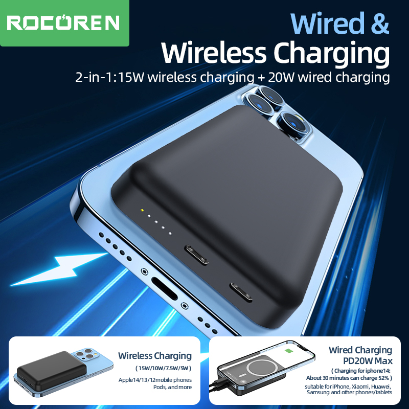 Rocoren Magnetic Wireless Power Bank – en charge
