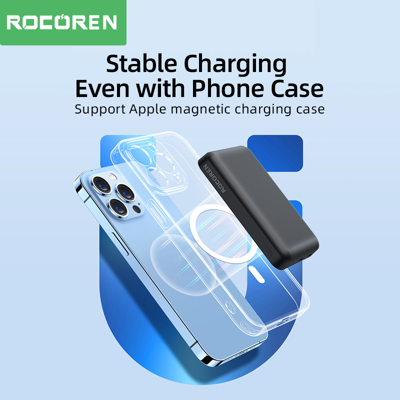Rocoren Magnetic Wireless Power Bank – angle latéral
