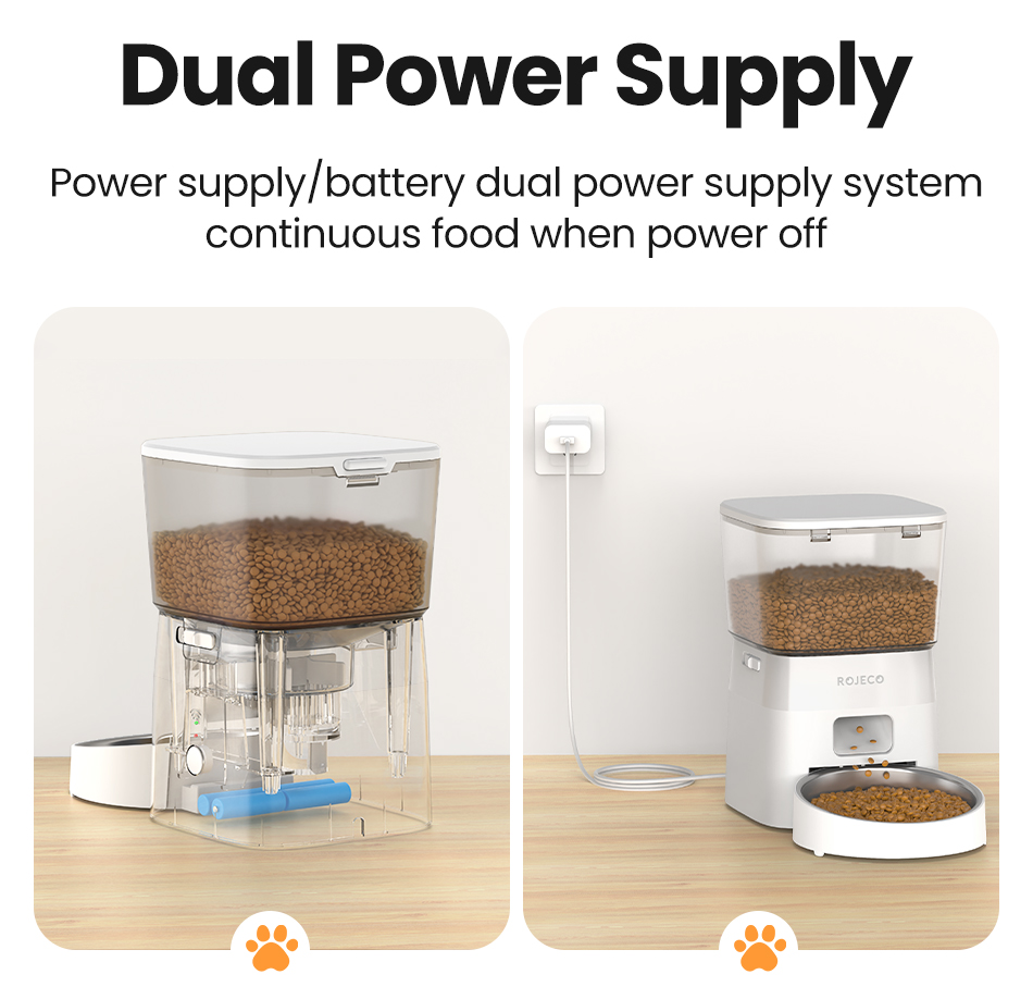 2L喂食器 14 Rojeco Distributeur Automatique de Nourriture pour Chat 24G WiFi Blanc – Innovant et Pratique