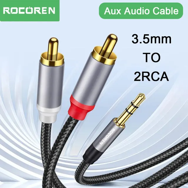 Rocoren Câble RCA 3.5mm vers 2RCA Splitter - Adaptateur Audio Stéréo pour HiFi et Home Cinéma