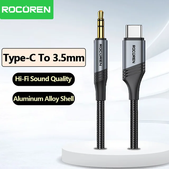 Rocoren Câble Type-C à 3.5mm Audio AUX avec puce DAC