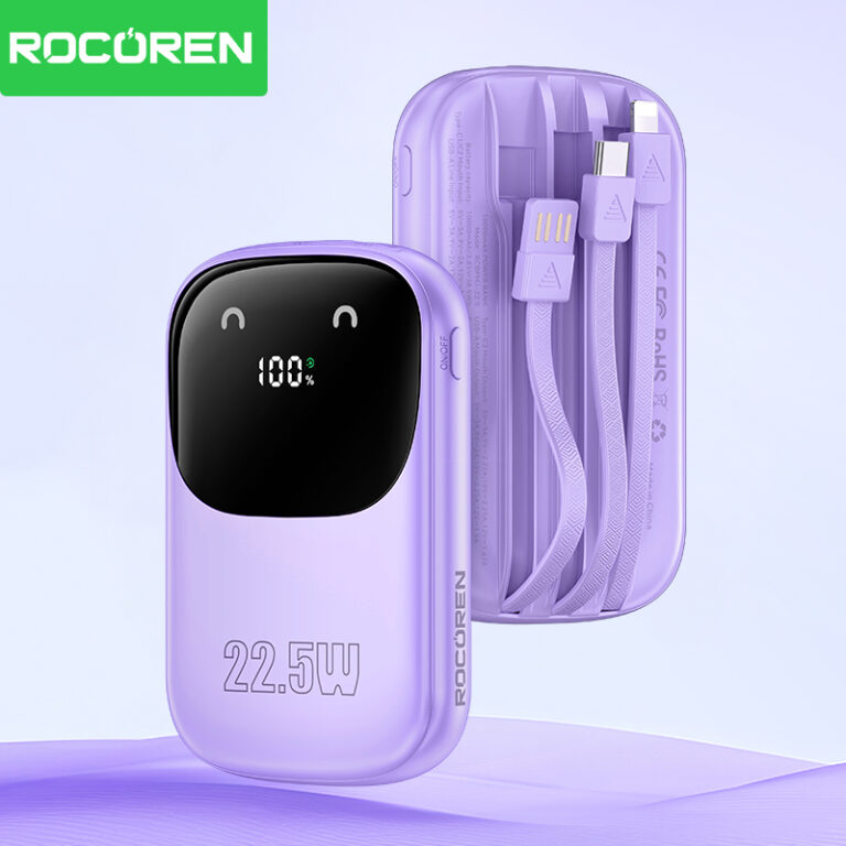 Rocoren Banque d’alimentation 22.5W avec 3 câbles intégrés
