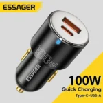 Chargeur voiture Essager 100W USB C USB A - Charge rapide auto