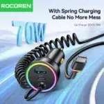 Rocoren Chargeur de Voiture 70W USB-C avec Câble LED – Image 6