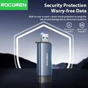 Rocoren lecteur carte USB Type-C 2-en-1 transfert rapide fichiers