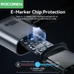 Rocoren câble USB‑C coudé 90° – Charge PD 100W & Data Ultra-Rapide – Image 6