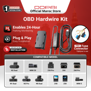 DDPAI Dashcam Hardwire Kit OBD Maroc