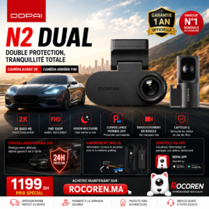 DDPAI N2 Dual Maroc – Caméra Avant + Arrière 2K + Hardwire Kit