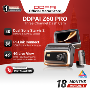 Dash Cam DDPAI Z60 Pro 3 Canaux 4G + Kit Hardwire + Carte 128GB