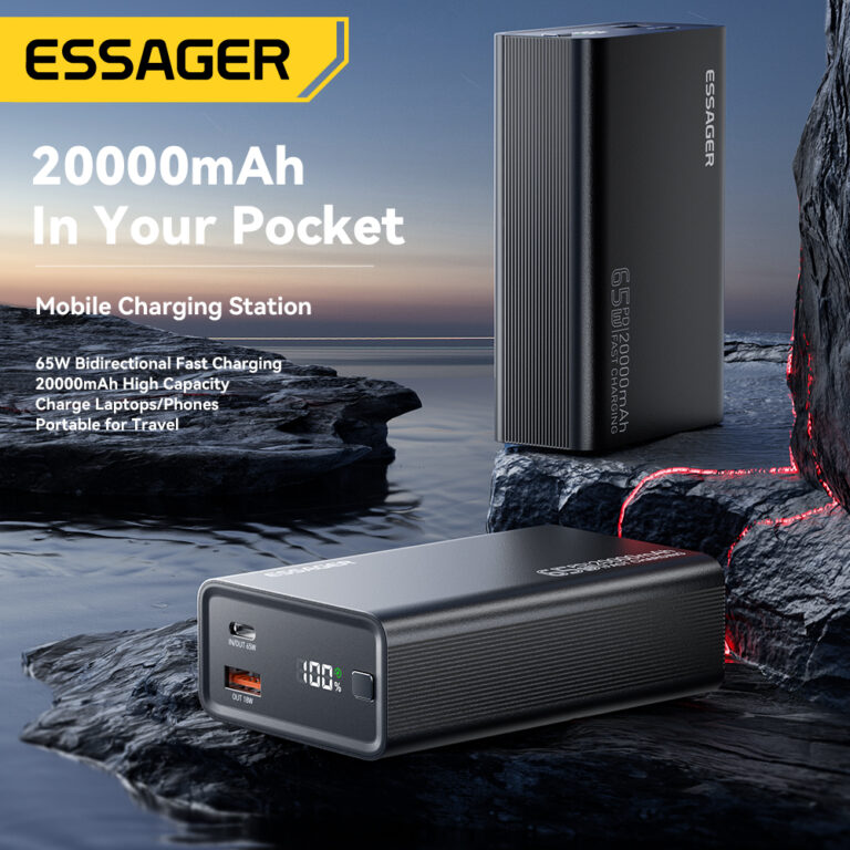 Essager Power Bank 20000mAh 65W Charge Rapide PD