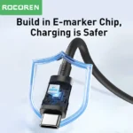 Câble USB-C 100W Rocoren charge rapide Power Delivery Maroc
