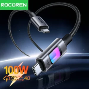 Câble USB-C vers USB-C 100W Rocoren charge rapide PD 5A 1 mètre