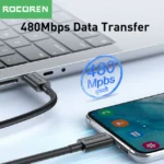 Câble USB-C 100W Rocoren compatible MacBook Samsung Xiaomi