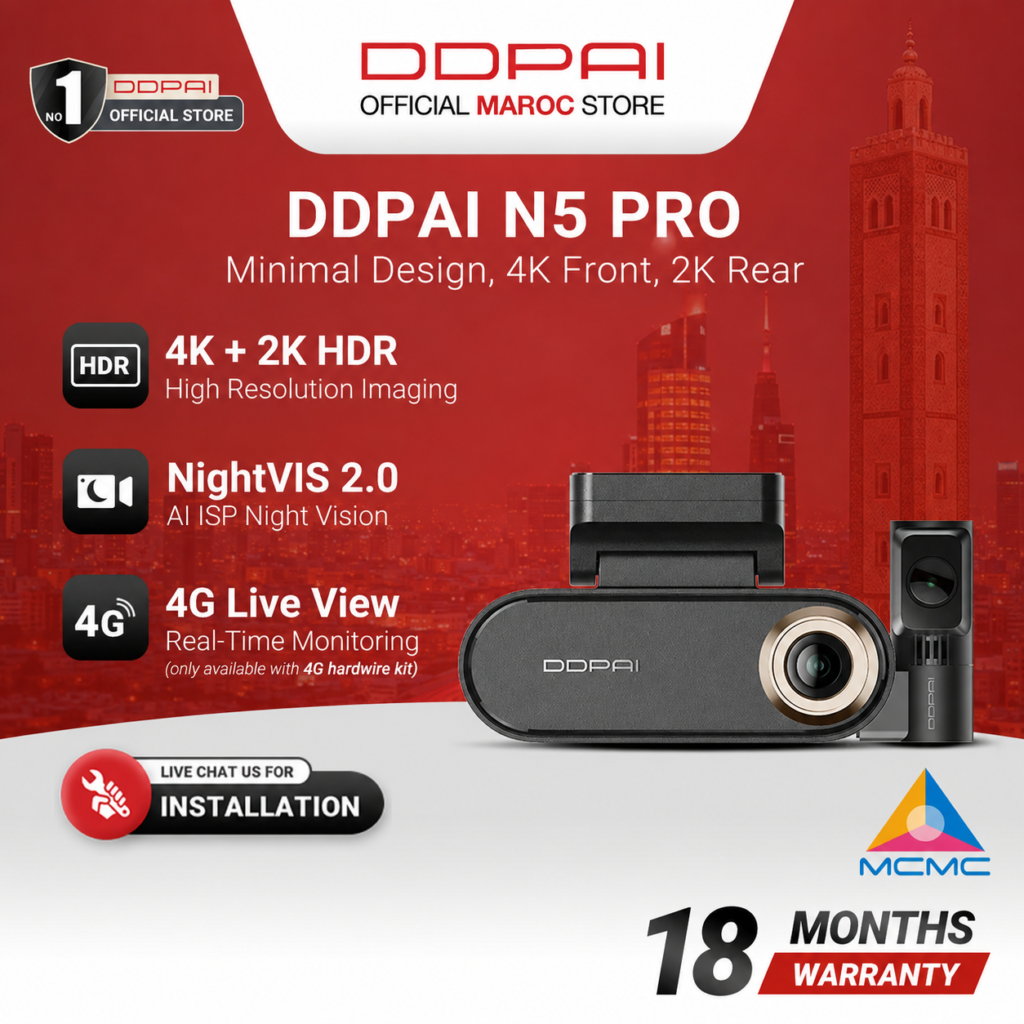 DDPAI N5 Dual 4G caméra embarquée 4K 2K Maroc