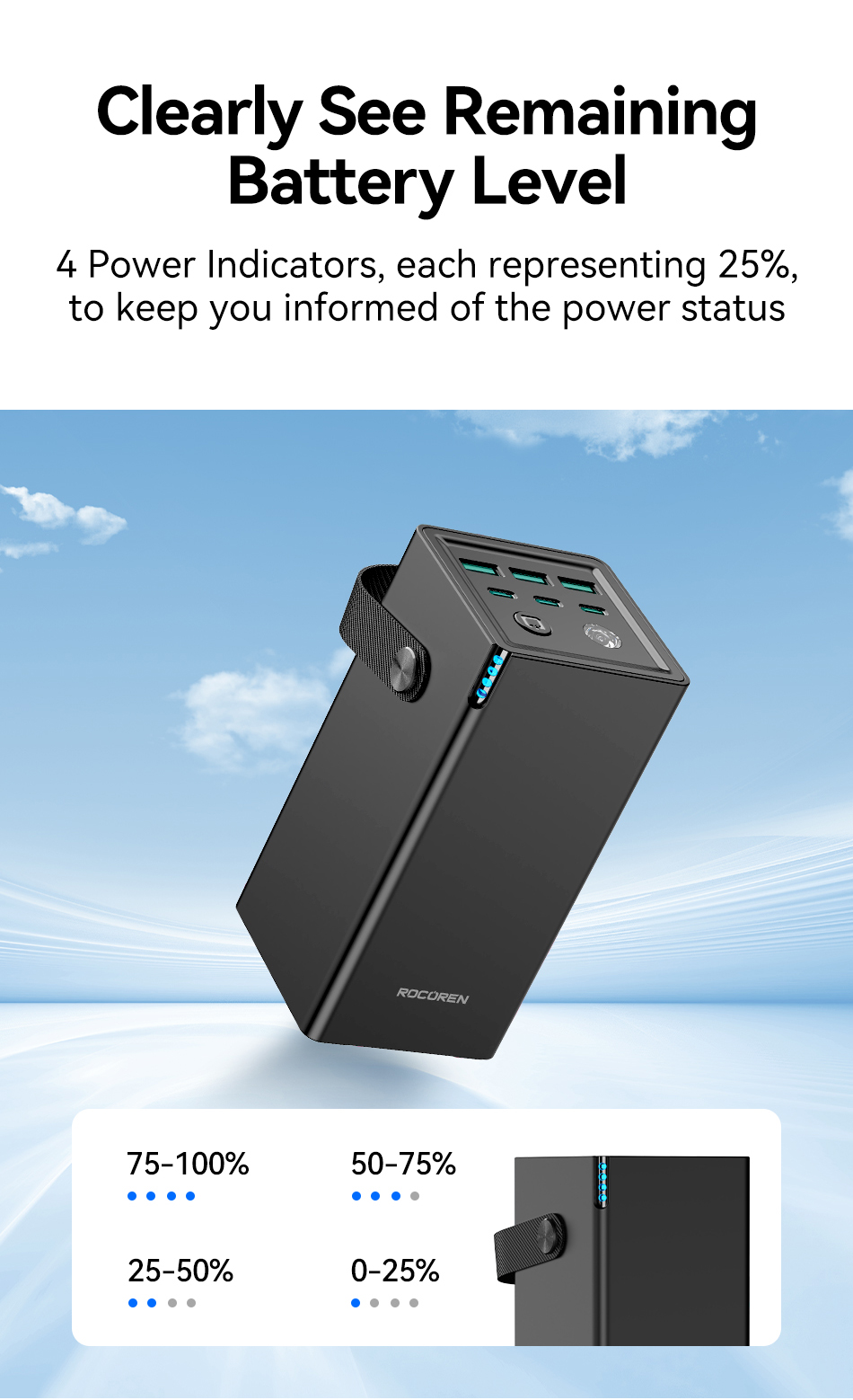 Power Bank 50000mAh 67W – indicateur batterie