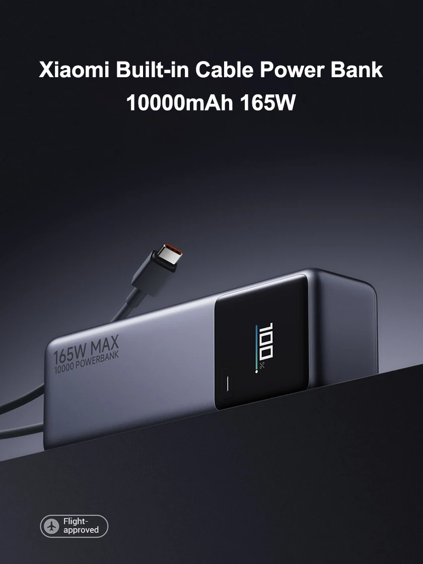 Xiaomi 165W Power Bank 10000mAh avec Câble Intégré 1 Xiaomi 165W Power Bank 10000 Maroc