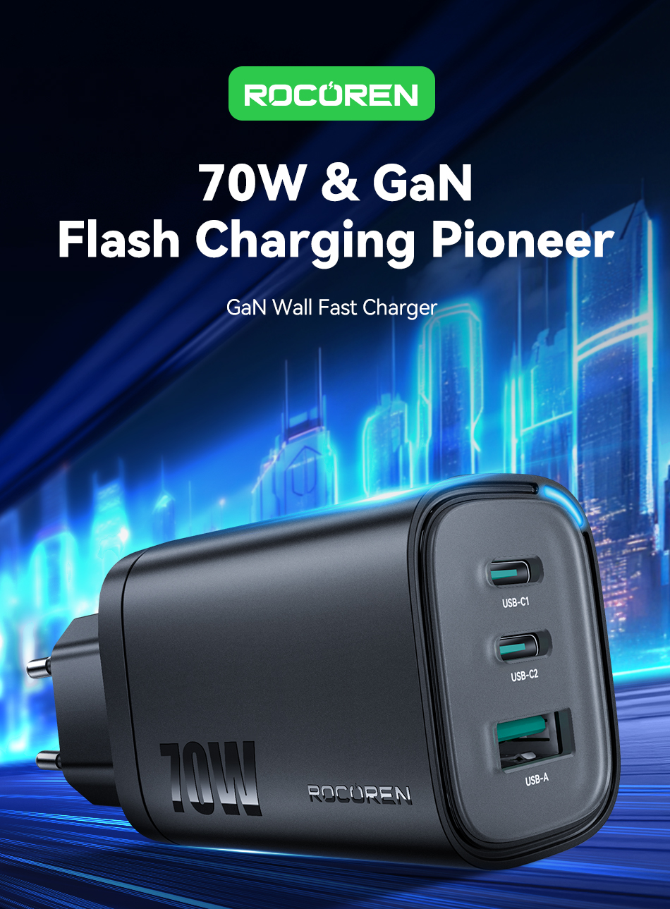 Rocoren Chargeur 70W GaN USB-C